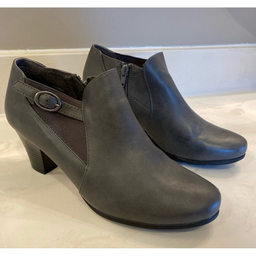 Croft & Barrow Ortholite Ankle Booties Womens 8.5M Gray Block Heel Good